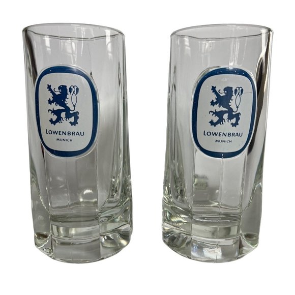 Other - Vintage Set of 2 Lowenbrau Munich Glass Beer Mugs